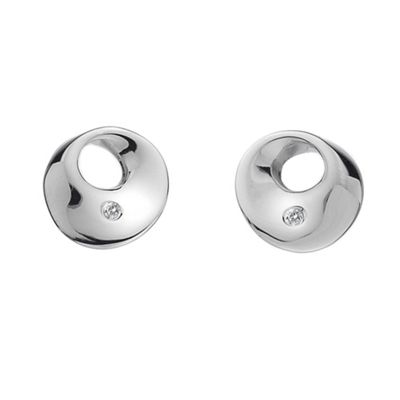 Sterling silver diamond entwine circle earrings